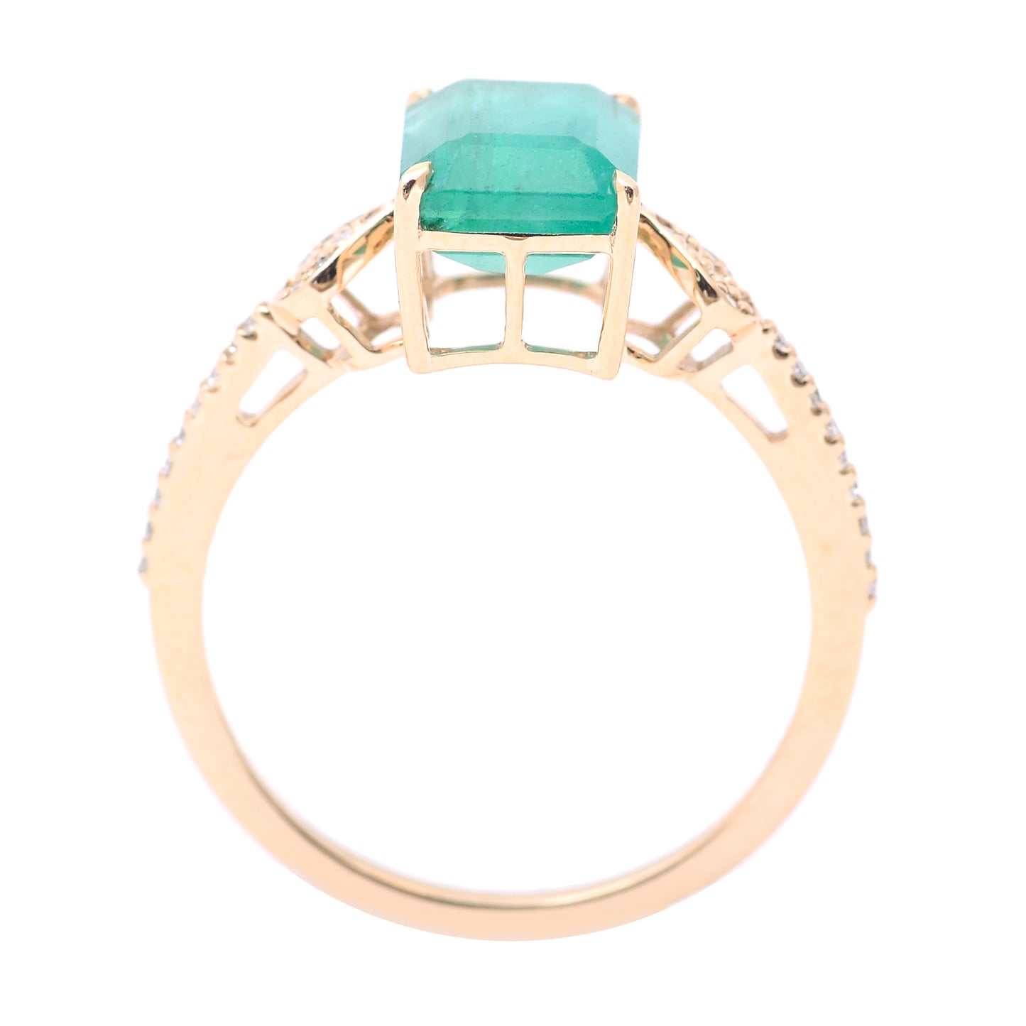 2.57 Ct Octagon Step Cut Natural Emerald 14K Gold Ring