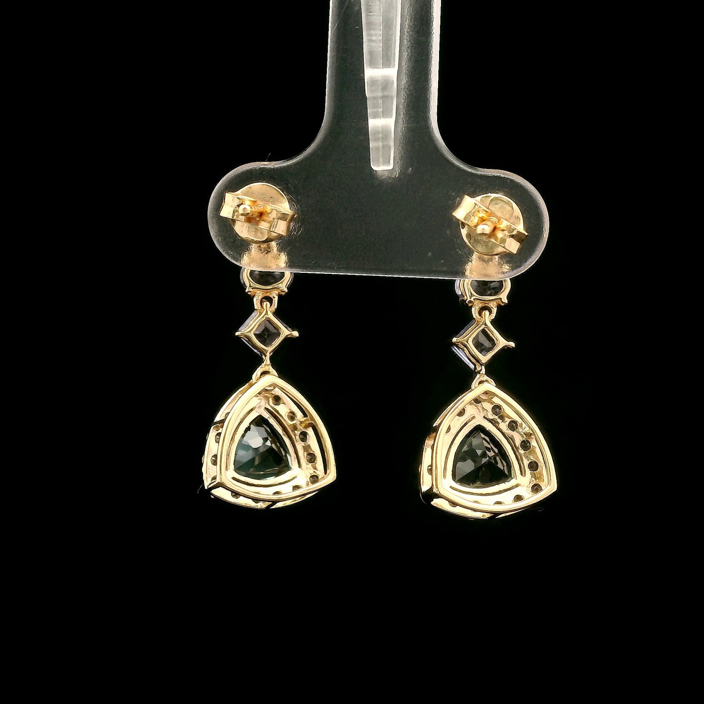 2.92 Ct Trillion Tourmaline 14K Gold Earrings
