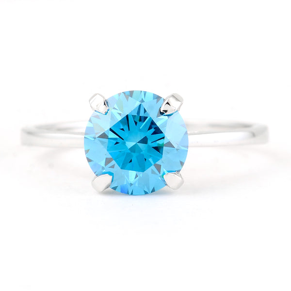 2.00 Carats Blue Lab Grown Diamond 14K Gold Ring