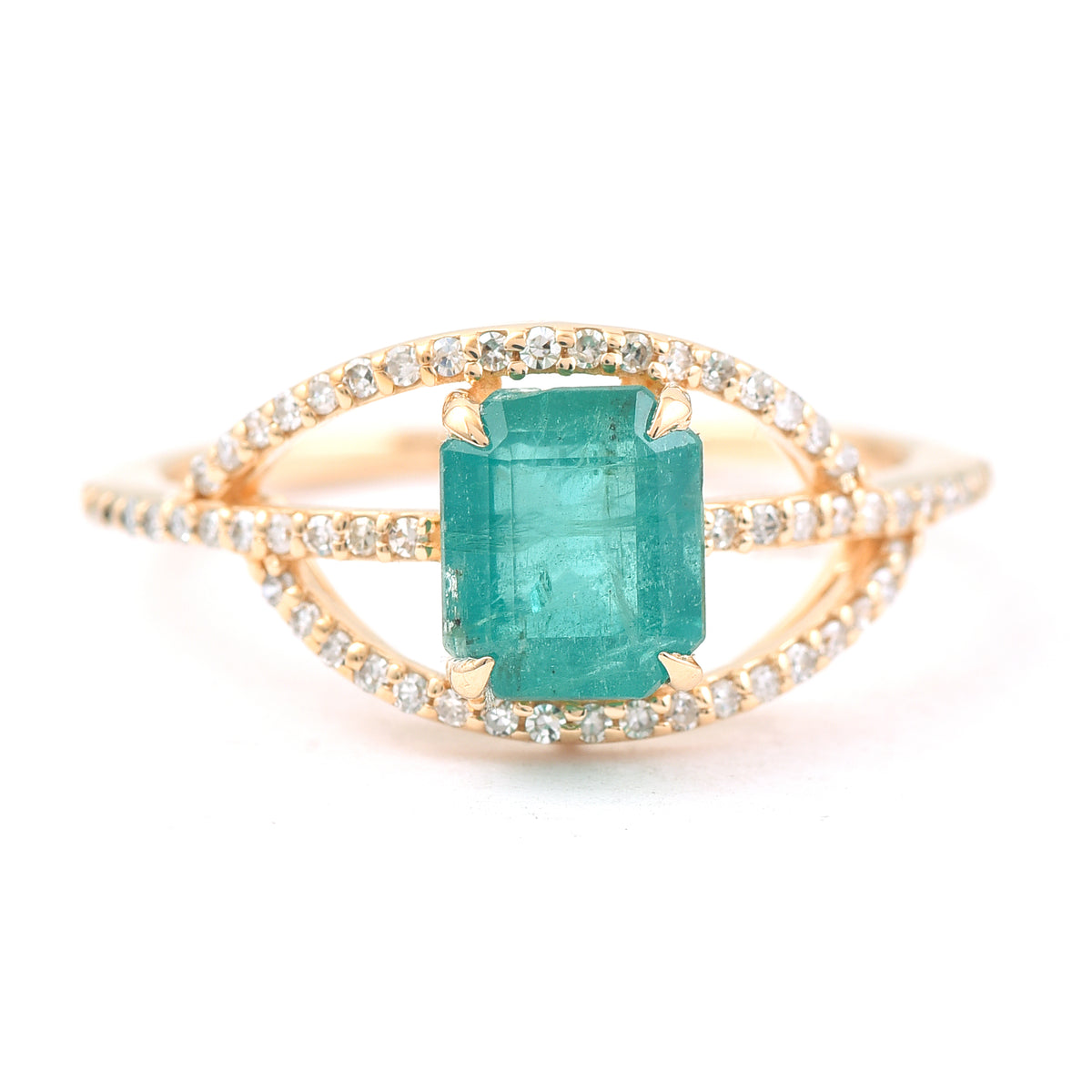 1.60 Ct Octagon Step Cut Natural Emerald 14K Gold Ring