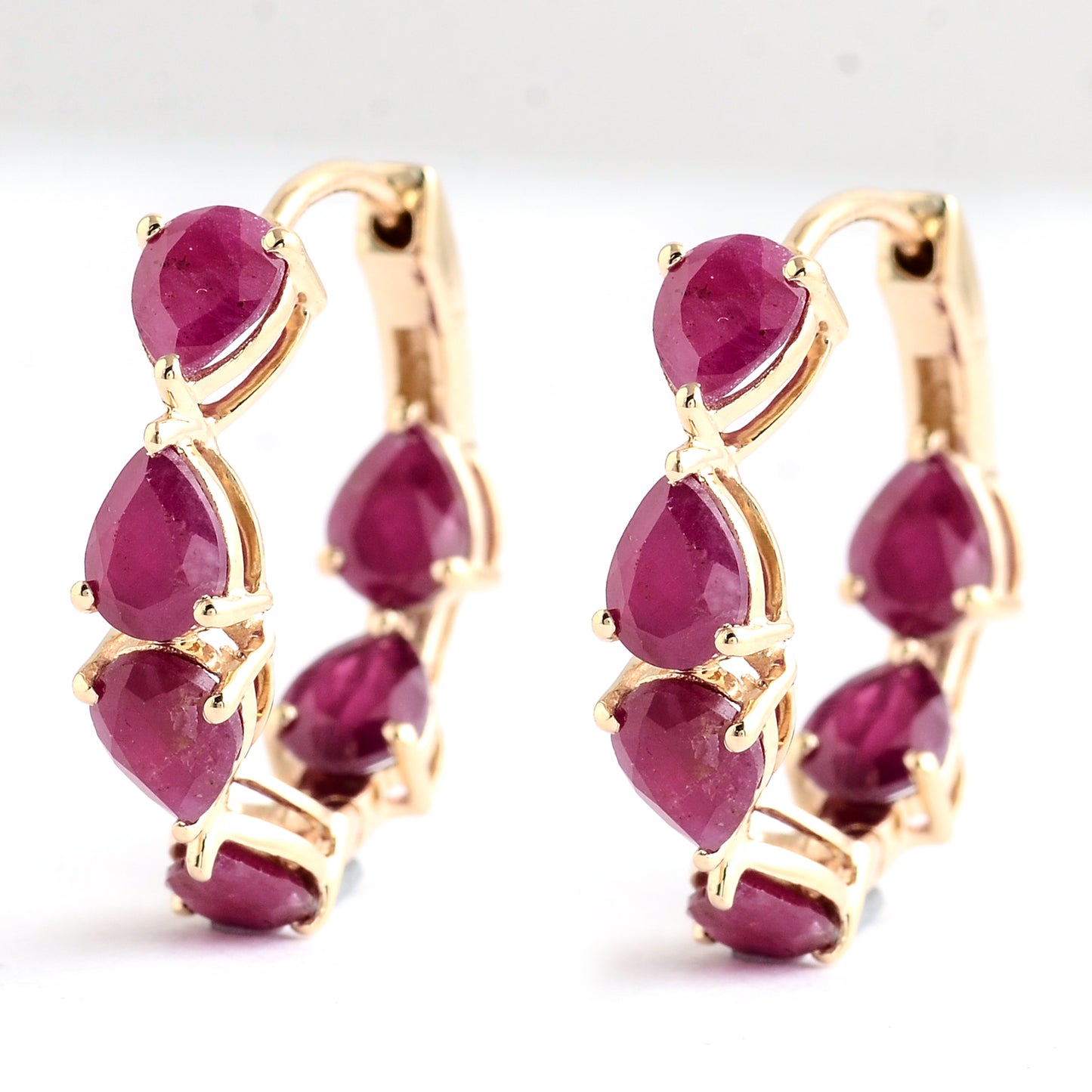 4.71 Ct Pear Ruby 14K Gold Earrings