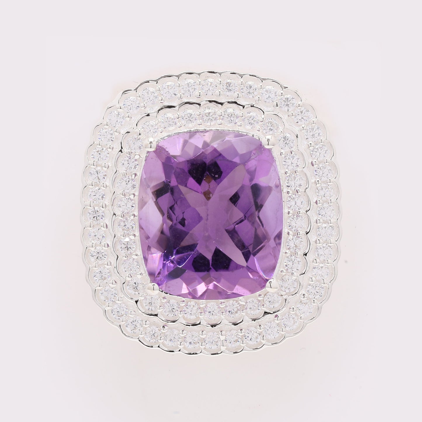 10.18 Ct Cushion Amethyst 925 Silver Pendant