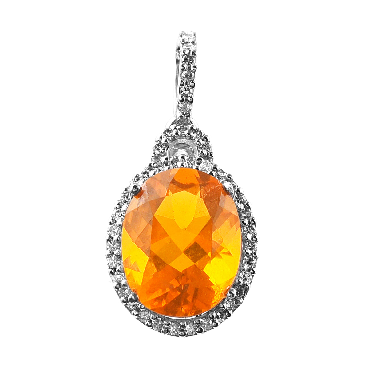 1.78 Ct Oval Mixed Cut Natural Fire Opal 950 Platinum Pendant