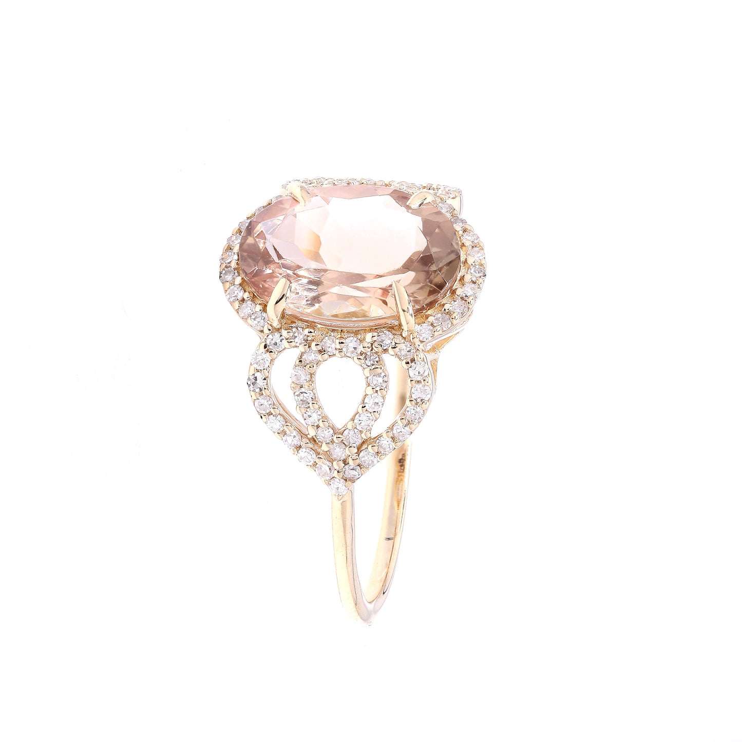 2.25 Ct Oval Mixed Cut Natural Plagioclase Feldspar Sunstone 14K Gold Ring