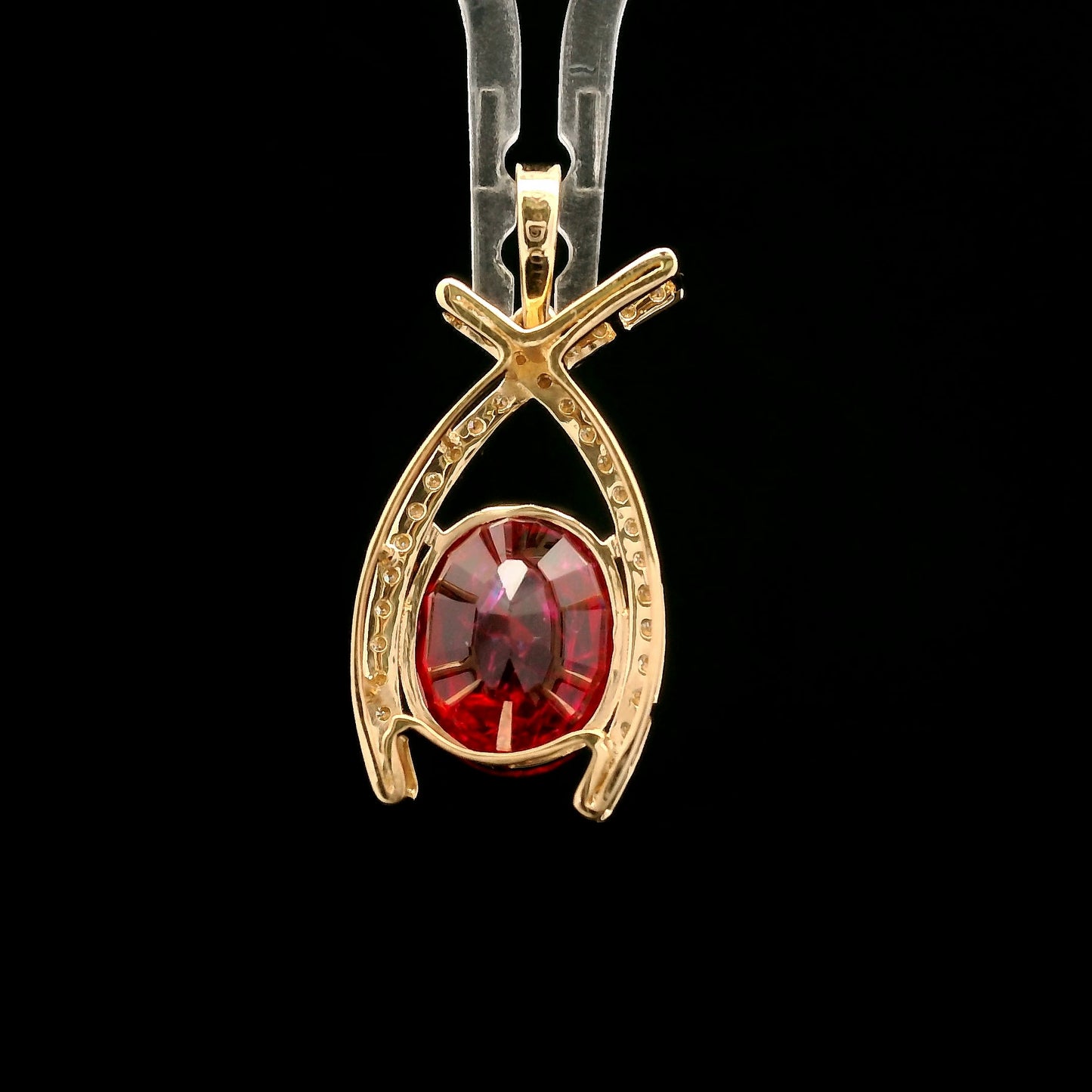 4.74 Ct Oval Mixed Cut Lab Grown Ruby 14K Gold Pendant