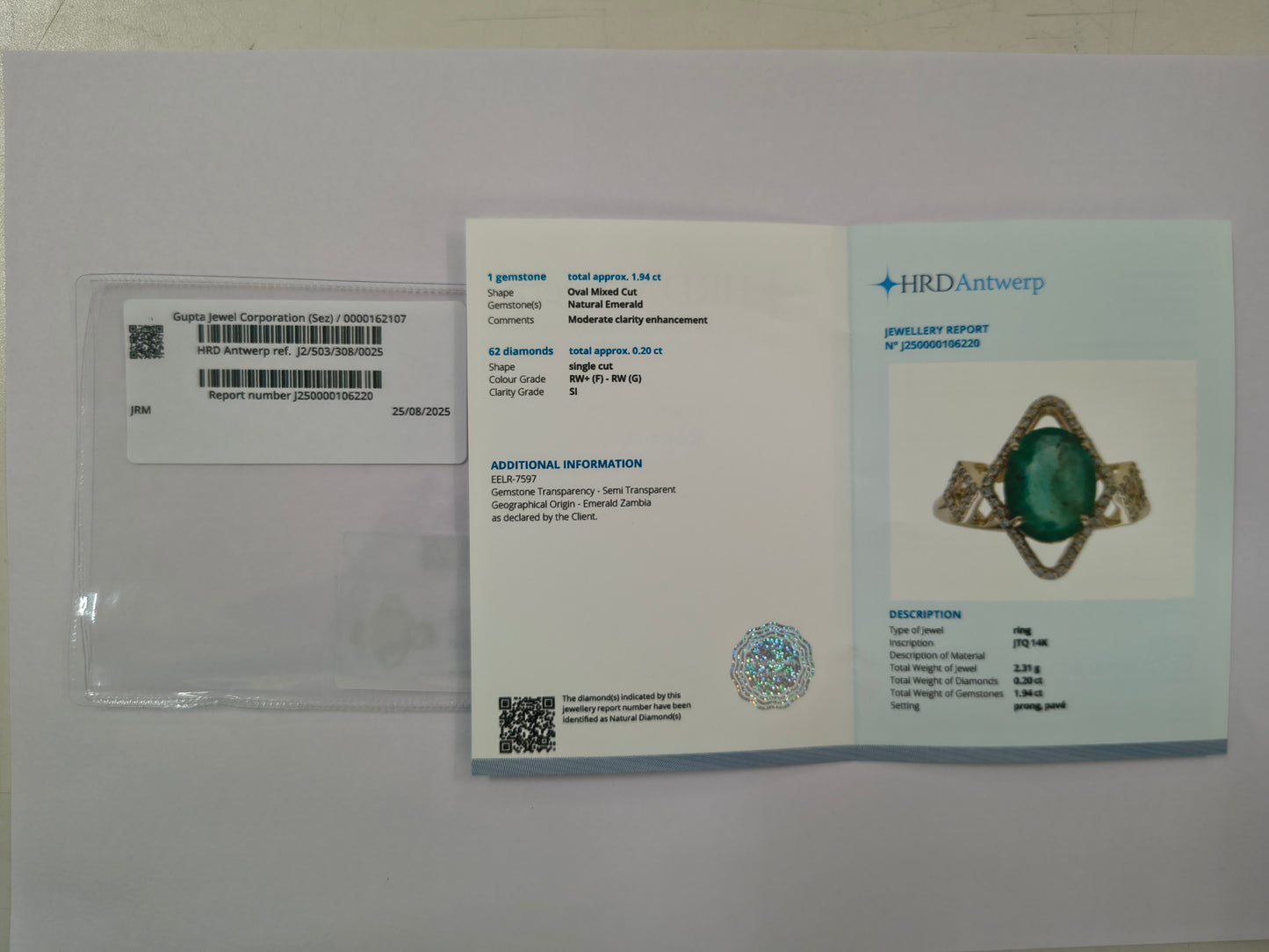 2.14 Ct Oval Mixed Cut Natural Emerald 14K Gold Ring