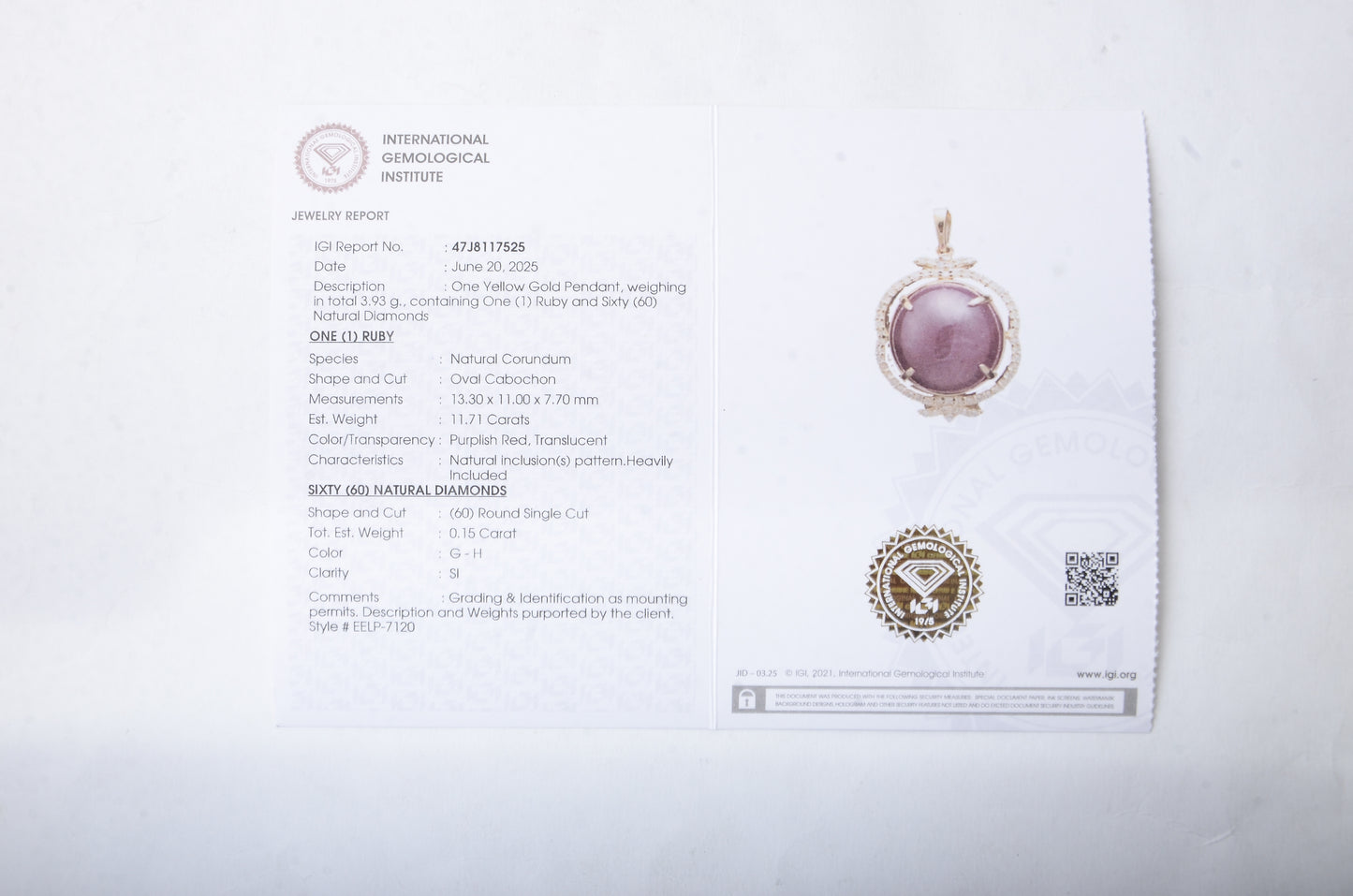 11.86 Ct Oval Cabochon Natural Corundum Ruby 14K Gold Pendant