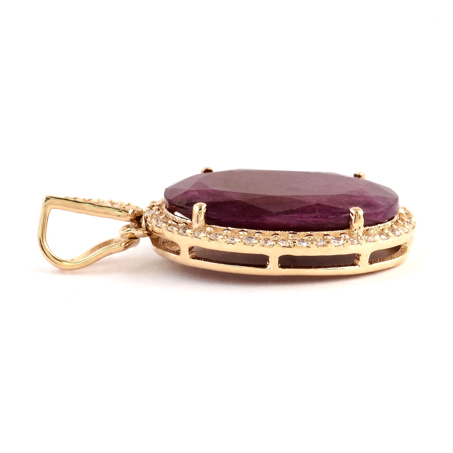 4.51 Ct Oval Mixed Cut Natural Corundum Ruby 14K Gold Pendant