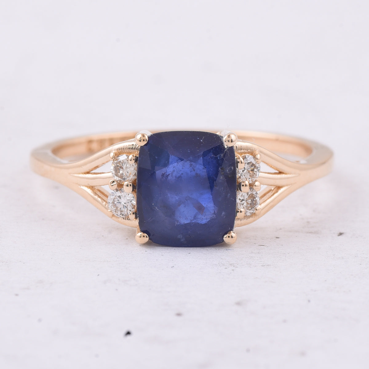 1.69 Ct Cushion Natural Sapphire 14K Gold Ring