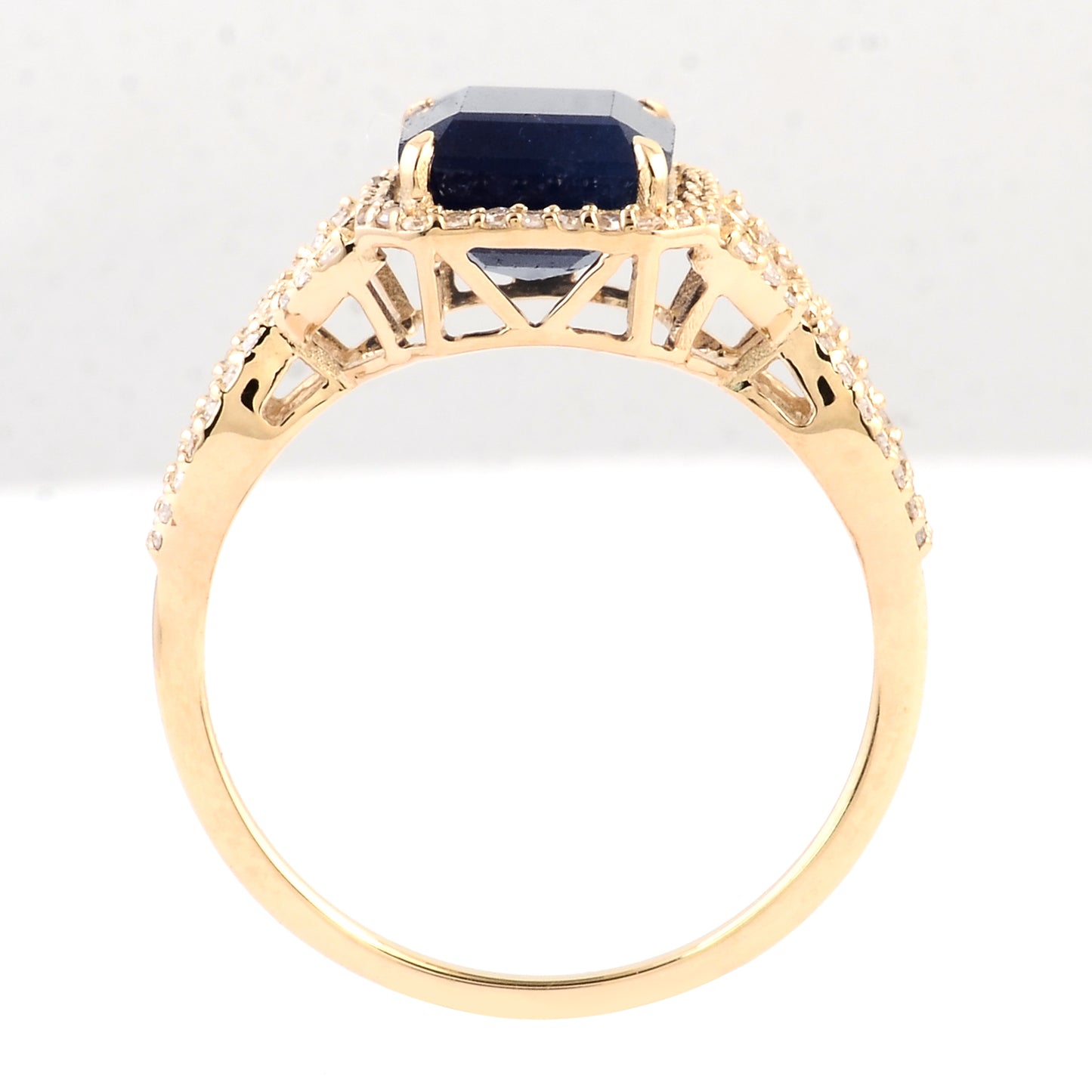 3.82 Ct Emerald Cut Natural Corundum Sapphire 14K Gold Ring
