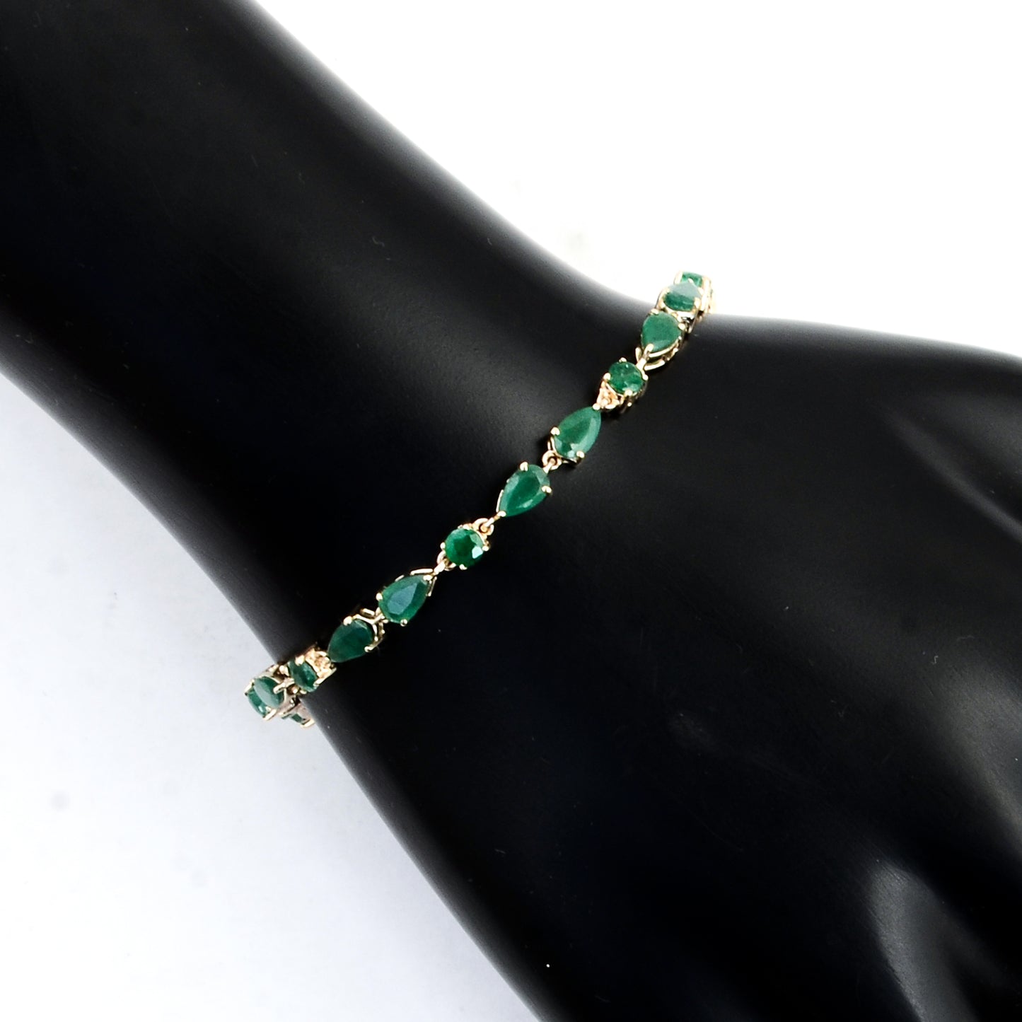 4.44 Ct Pear Emerald 14K Gold Bracelet