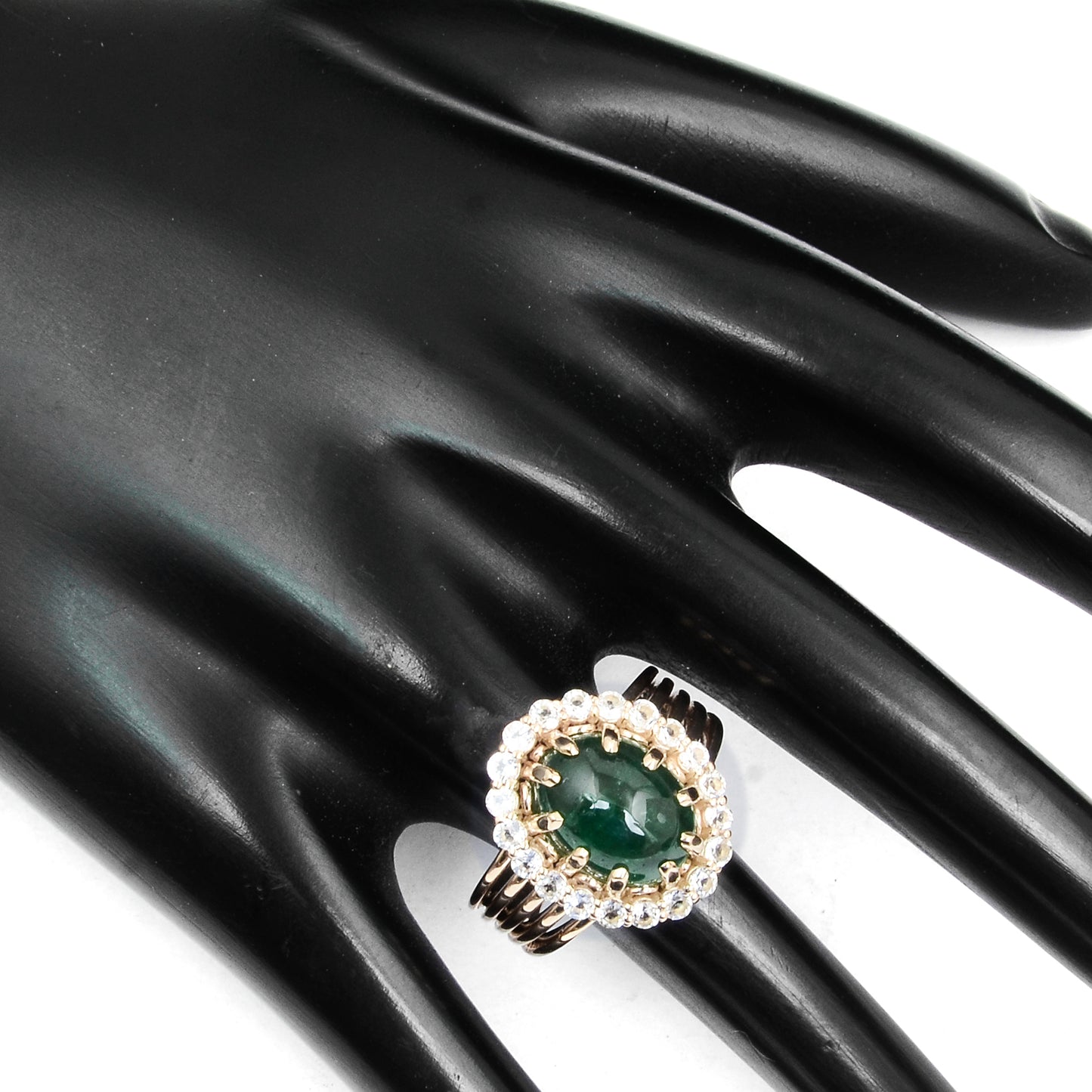 5.62 Ct Oval Natural Beryl Emerald 14K Gold Cocktail Ring