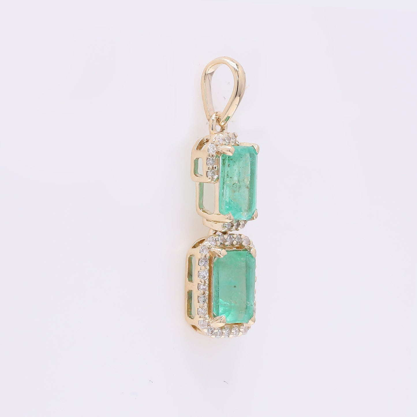 1.18 Ct Octagon Step Cut Natural Emerald 14K Gold Pendant
