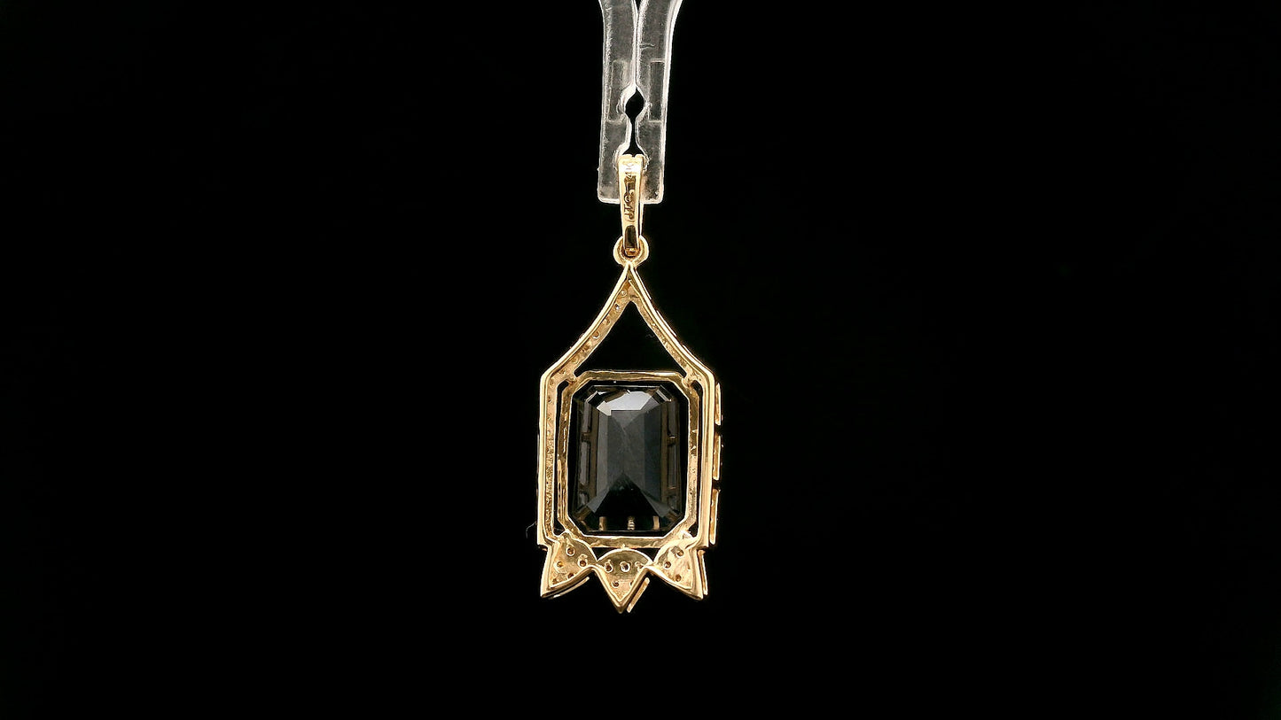 4.18 Ct Octagon Natural Sapphire 14K Gold Pendant
