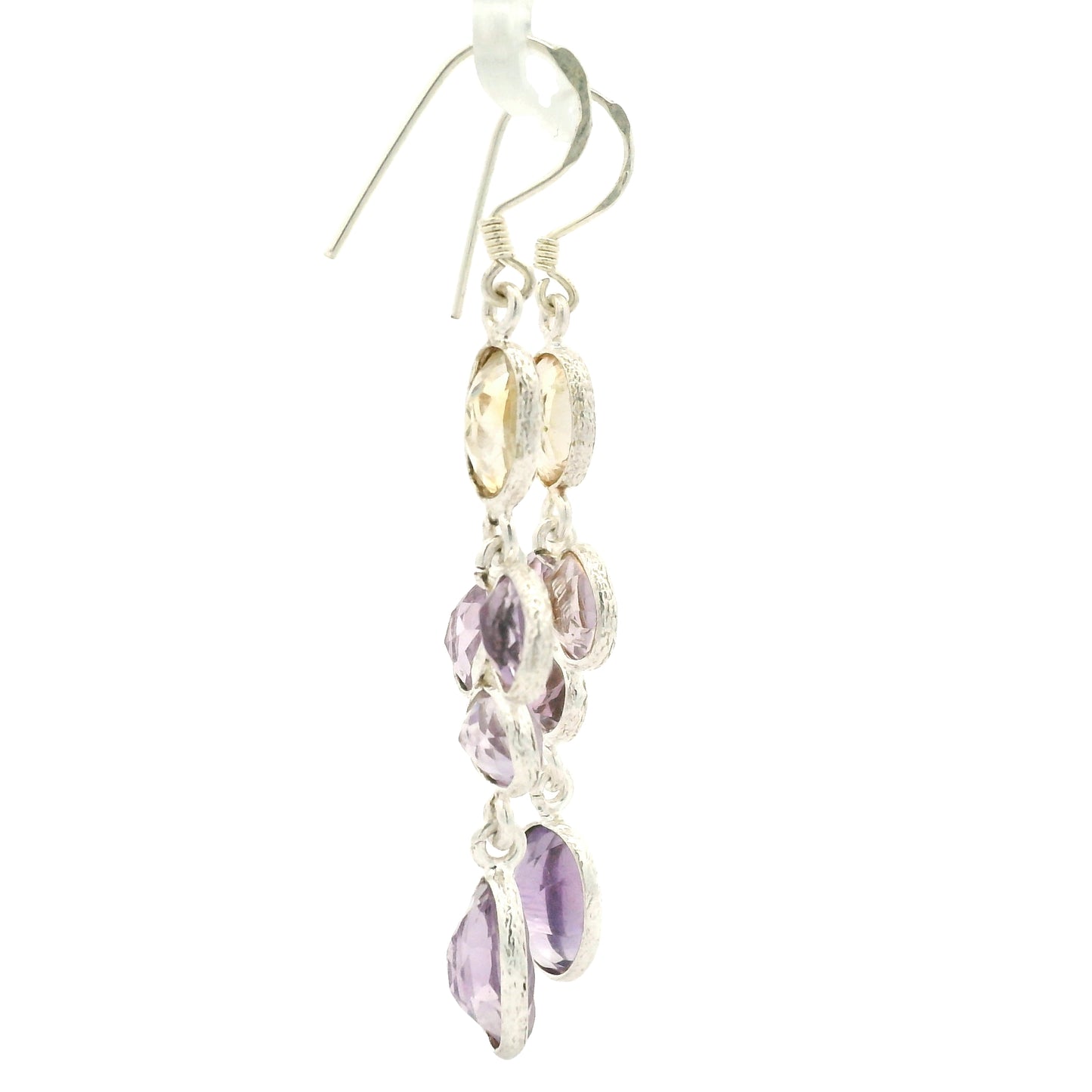 10.08 Ct Citrine, Amethyst 925 Sterling Silver Earrings