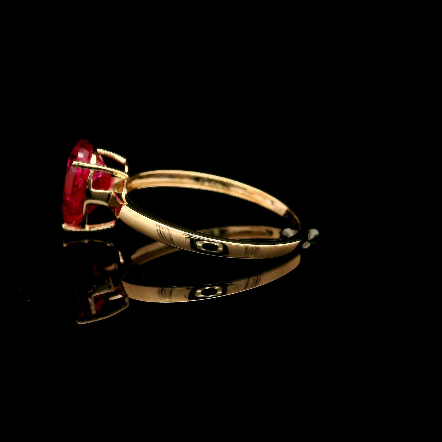 1.87 Ct Pear Mixed Cut Lab Grown Ruby 14K Gold Ring