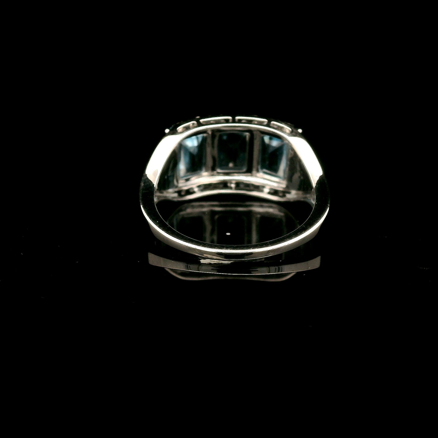 4.17 Ct Octagon Blue Topaz, White Zircon 925 Sterling Silver Ring