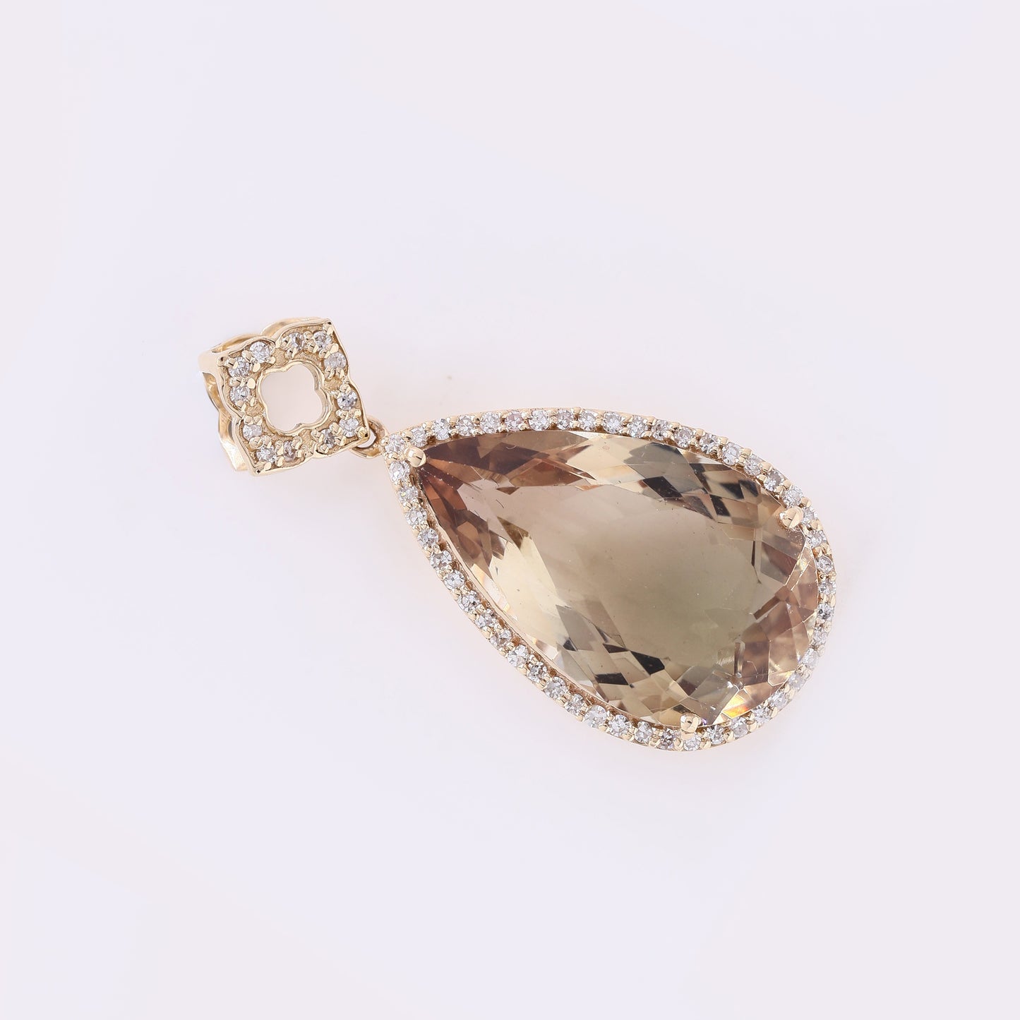 6.33 Ct Pear Mixed Cut Natural Plagioclase Feldspar Sunstone 14K Gold Pendant