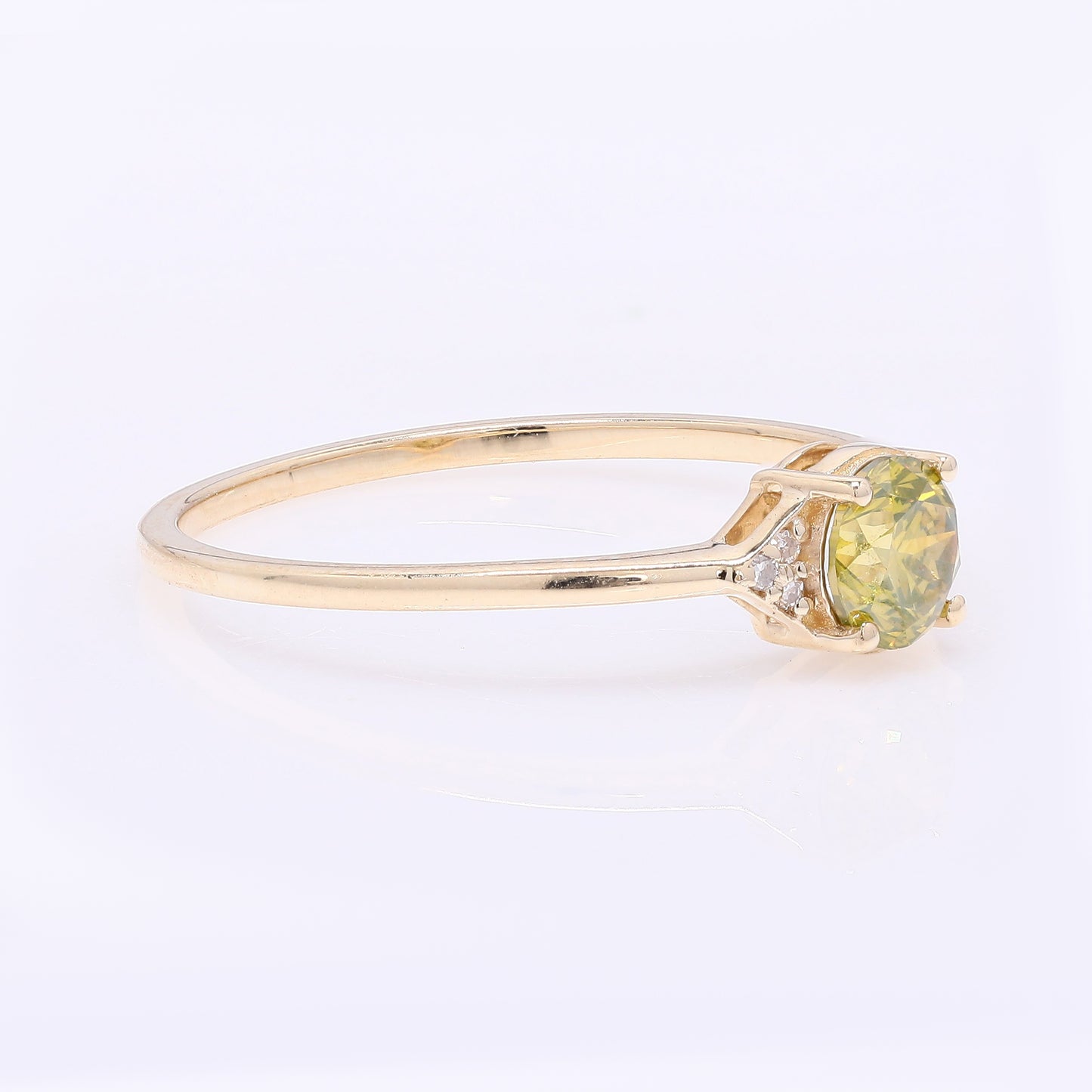 0.48 Ct Round Yellow Diamond 14K Gold Ring