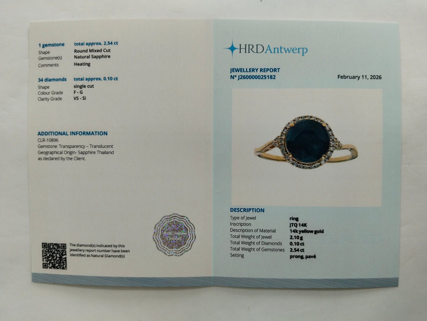 2.64 Ct Round Mixed Cut Natural Sapphire 14K Gold Ring