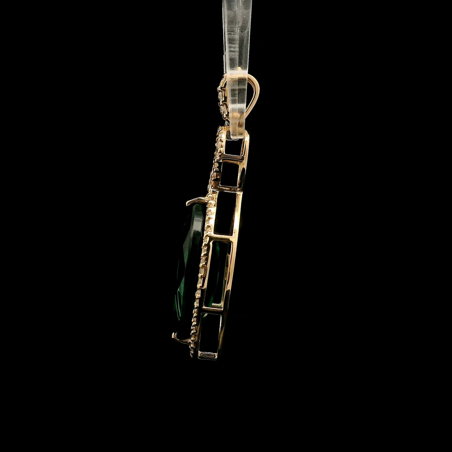 2.95 Ct Marquise Mixed Cut Lab Grown Emerald 14K Gold Pendant