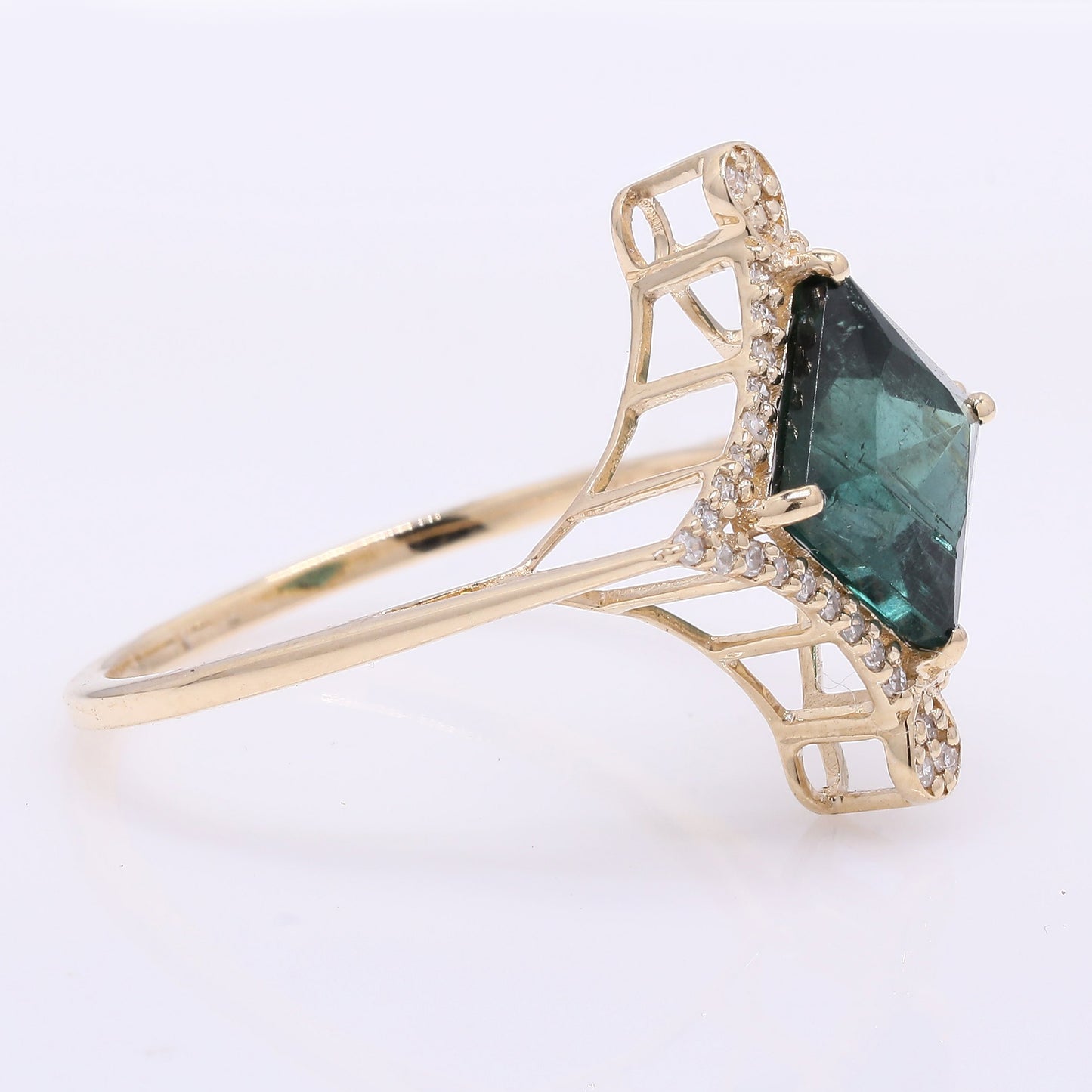 2.15 Ct Square Step Cut Natural Tourmaline 14K Gold Ring
