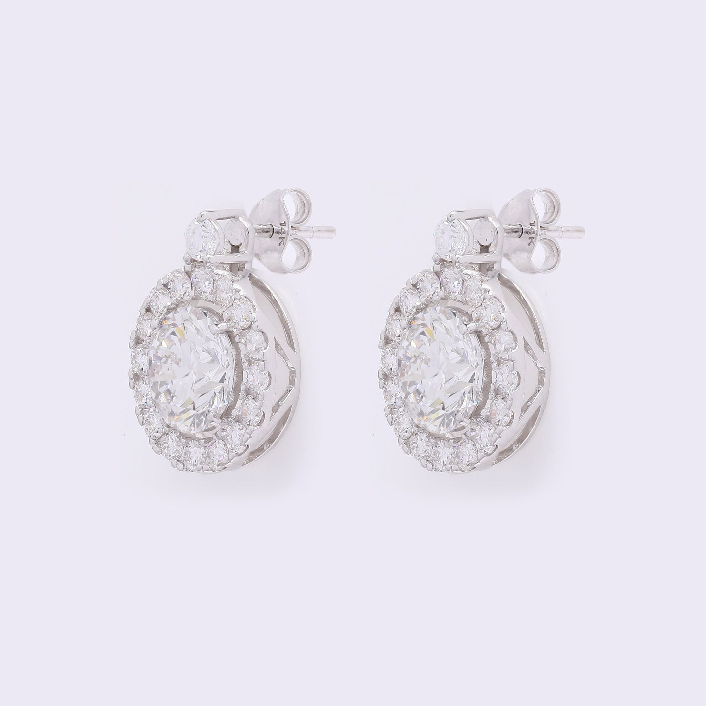 3.95 Carats Lab Grown Diamond 14K Gold Earrings