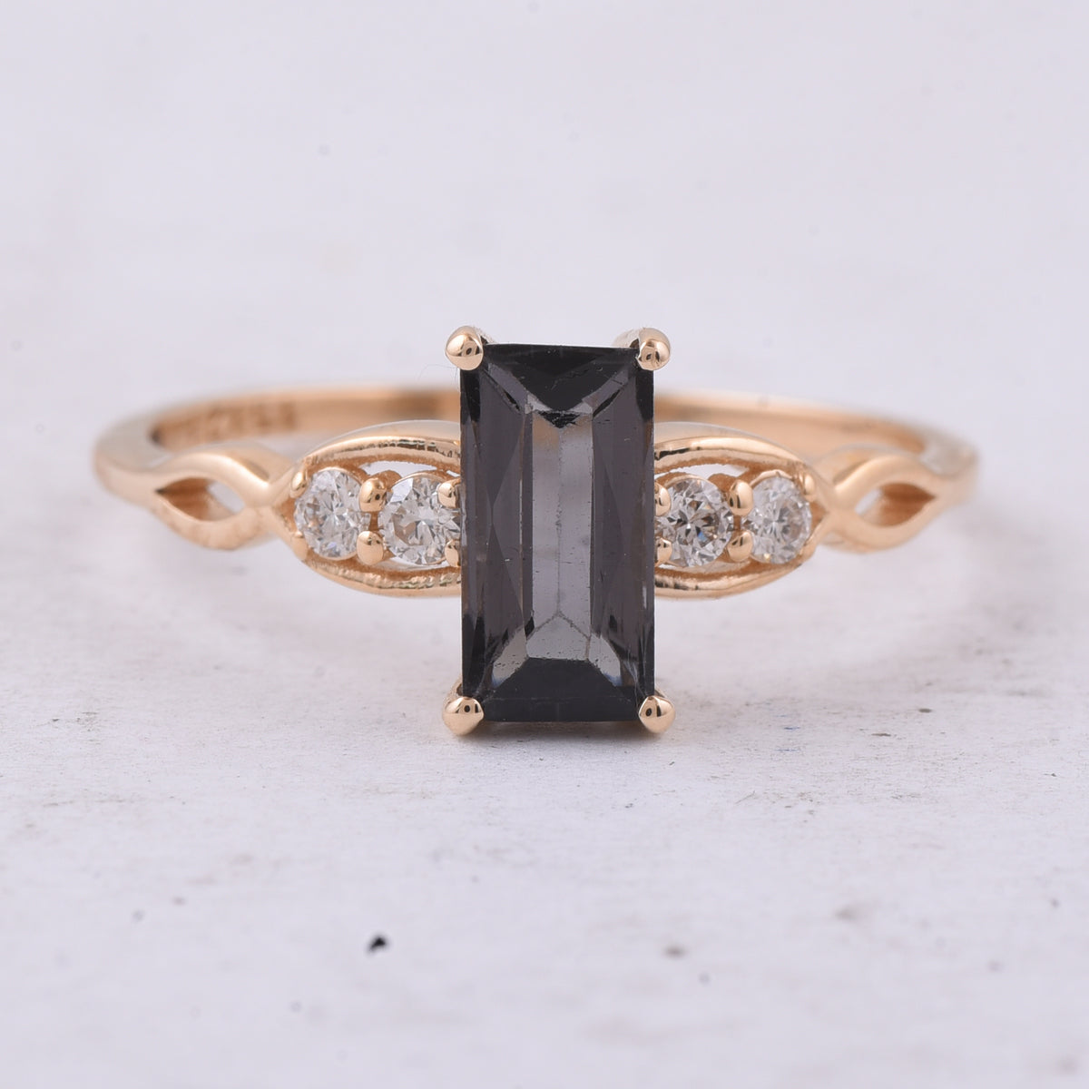 0.99 Ct Rectangle Natural Tourmaline 14K Gold Ring