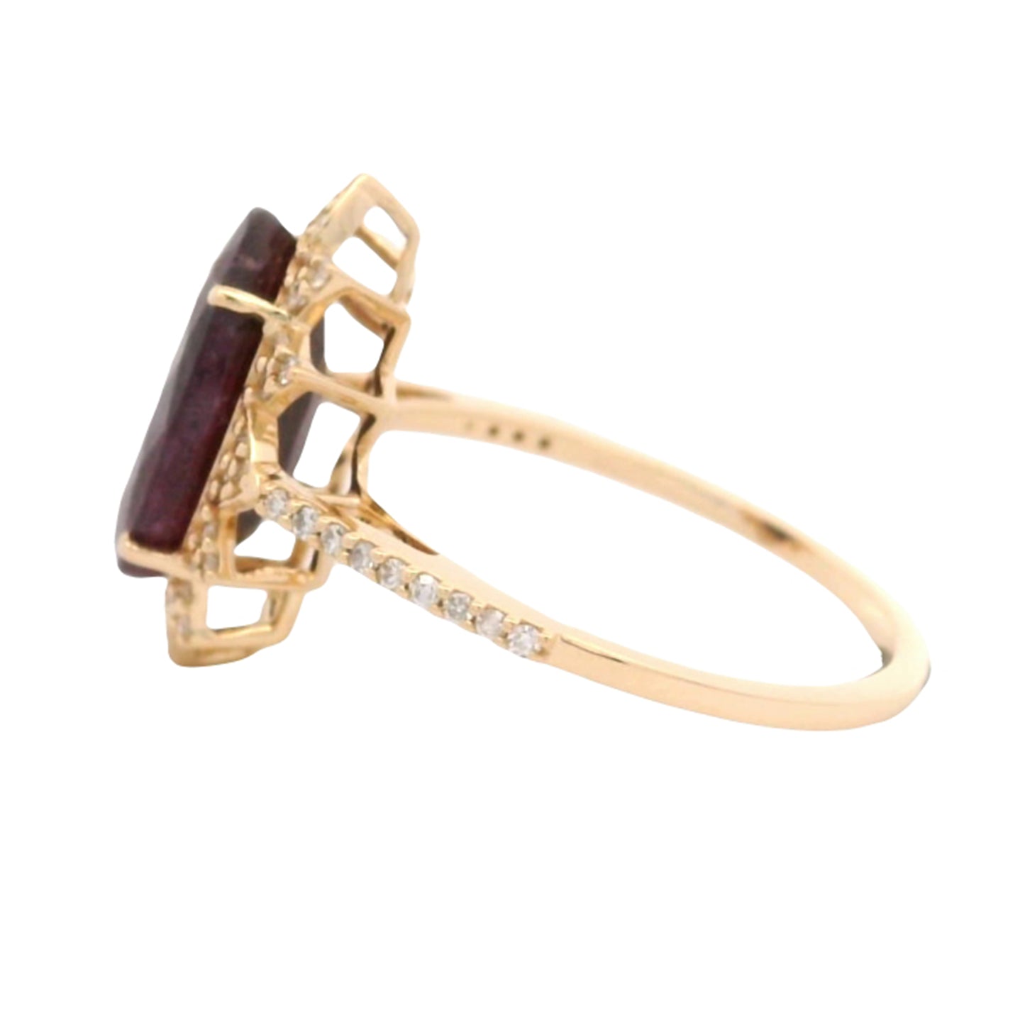 4.39 Ct Oval Mixed Cut Natural Corundum Ruby 14K Gold Ring