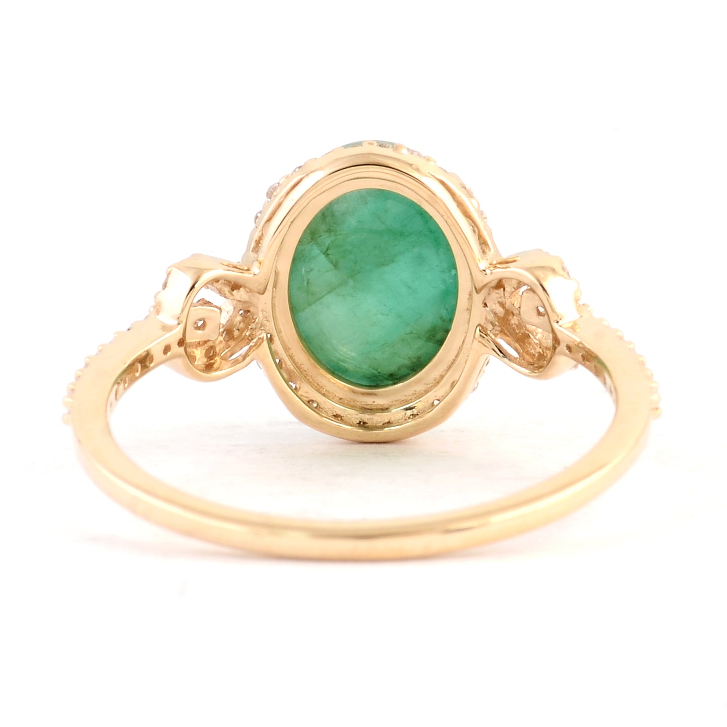 2.50 Ct Oval Cabochon Natural Beryl Emerald 14K Gold Ring