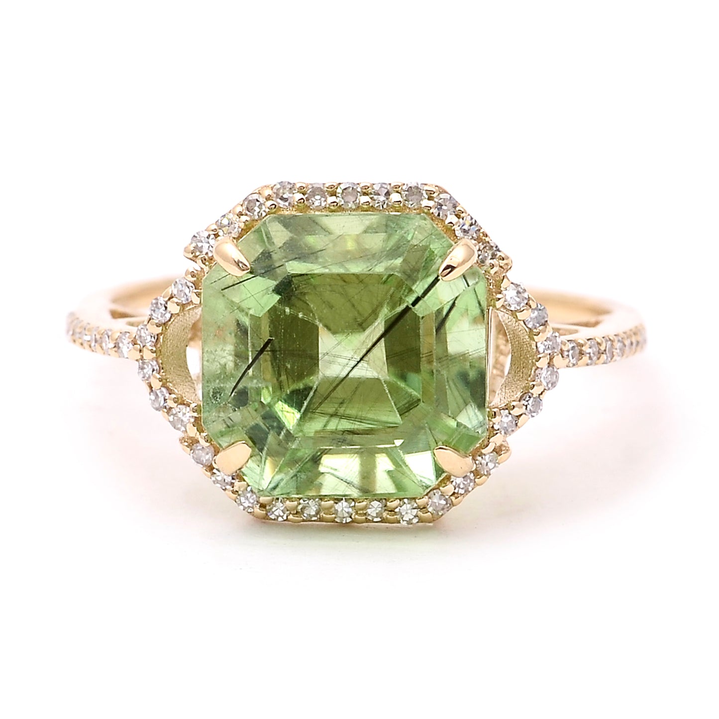 5.63 Ct Octagon Natural Eridot 14K Gold Ring