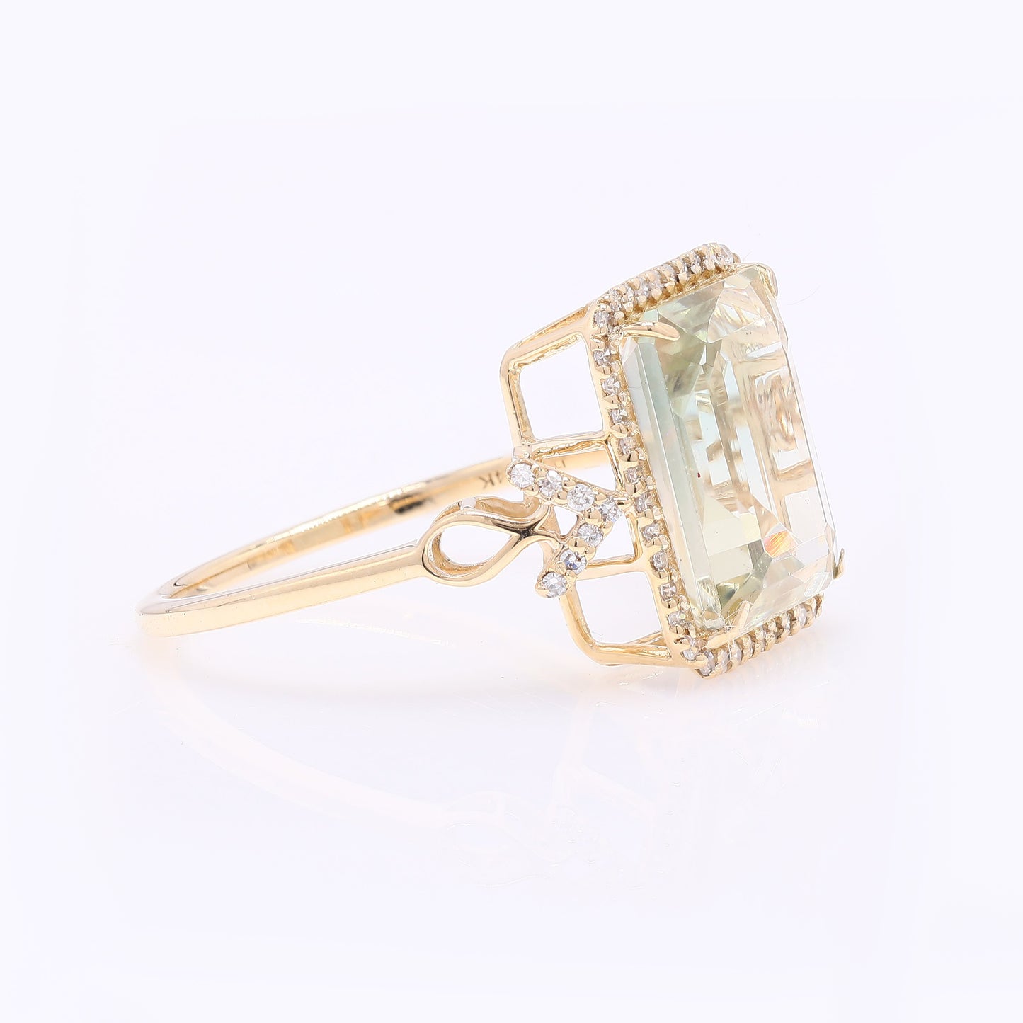 4.33 Ct Cushion Mixed Cut Natural Sunstone 14K Gold Ring
