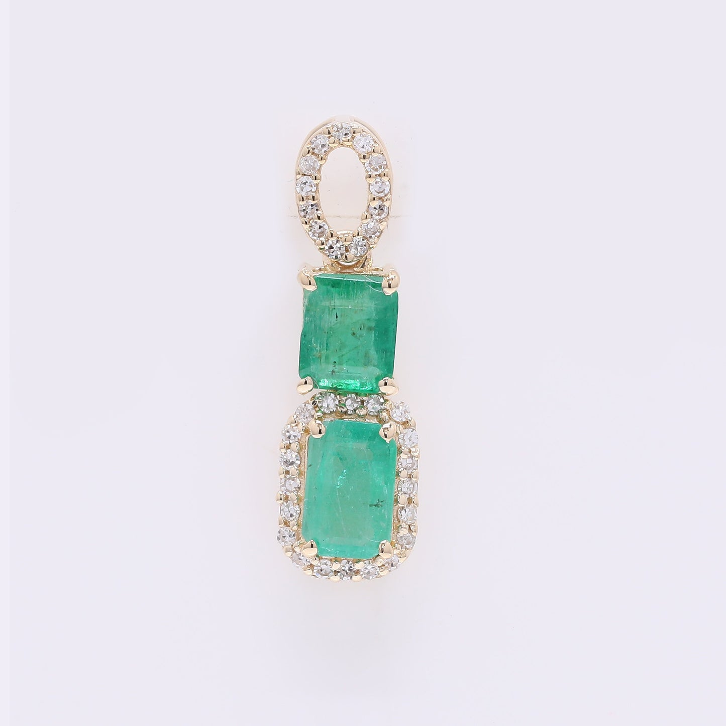 1.08 Ct Octagon Step Cut Natural Emerald 14K Gold Pendant
