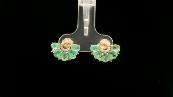 1.84 Ct Oval Emerald 14K Gold Earrings