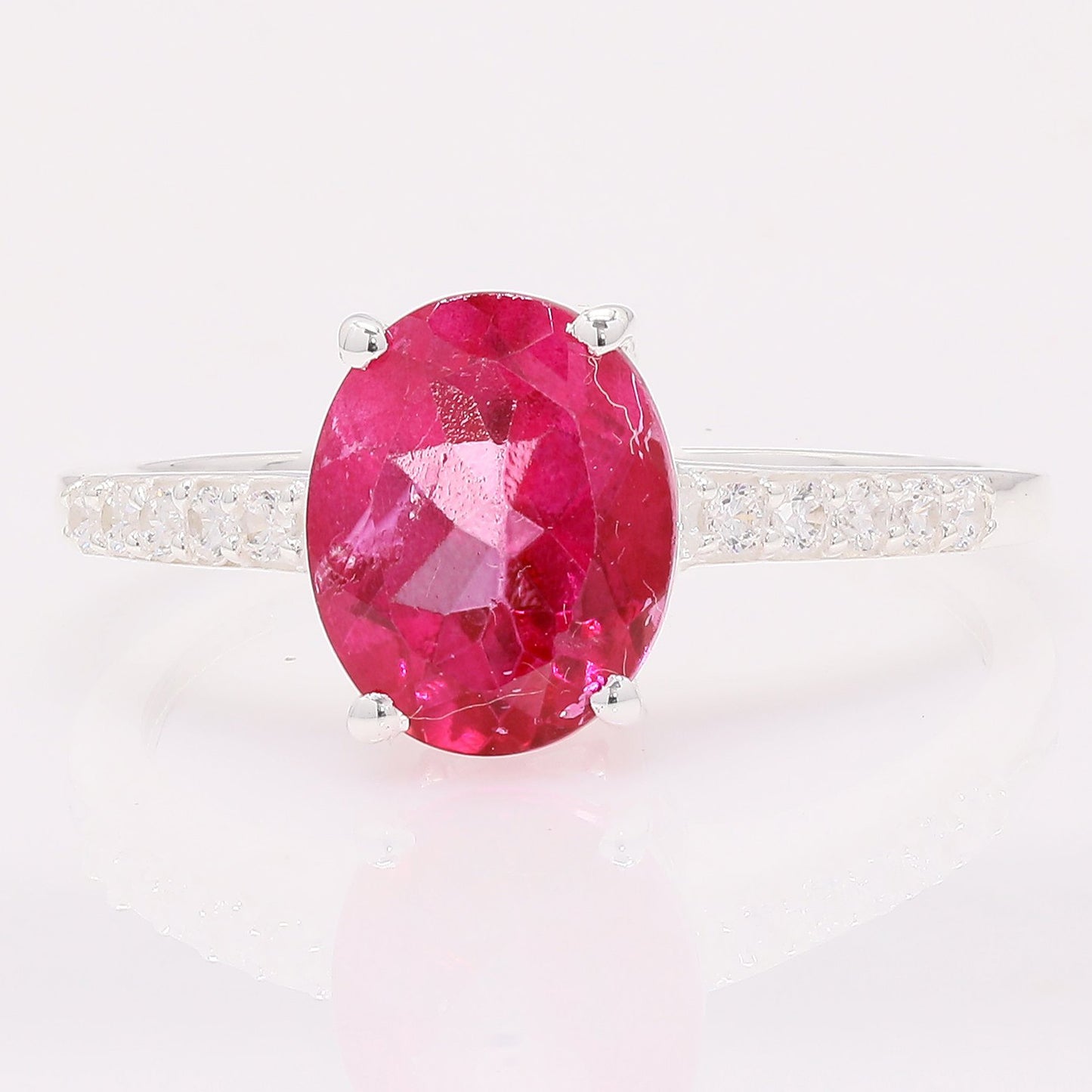 3.59 Ct Oval Pink Topaz 925 Silver Ring