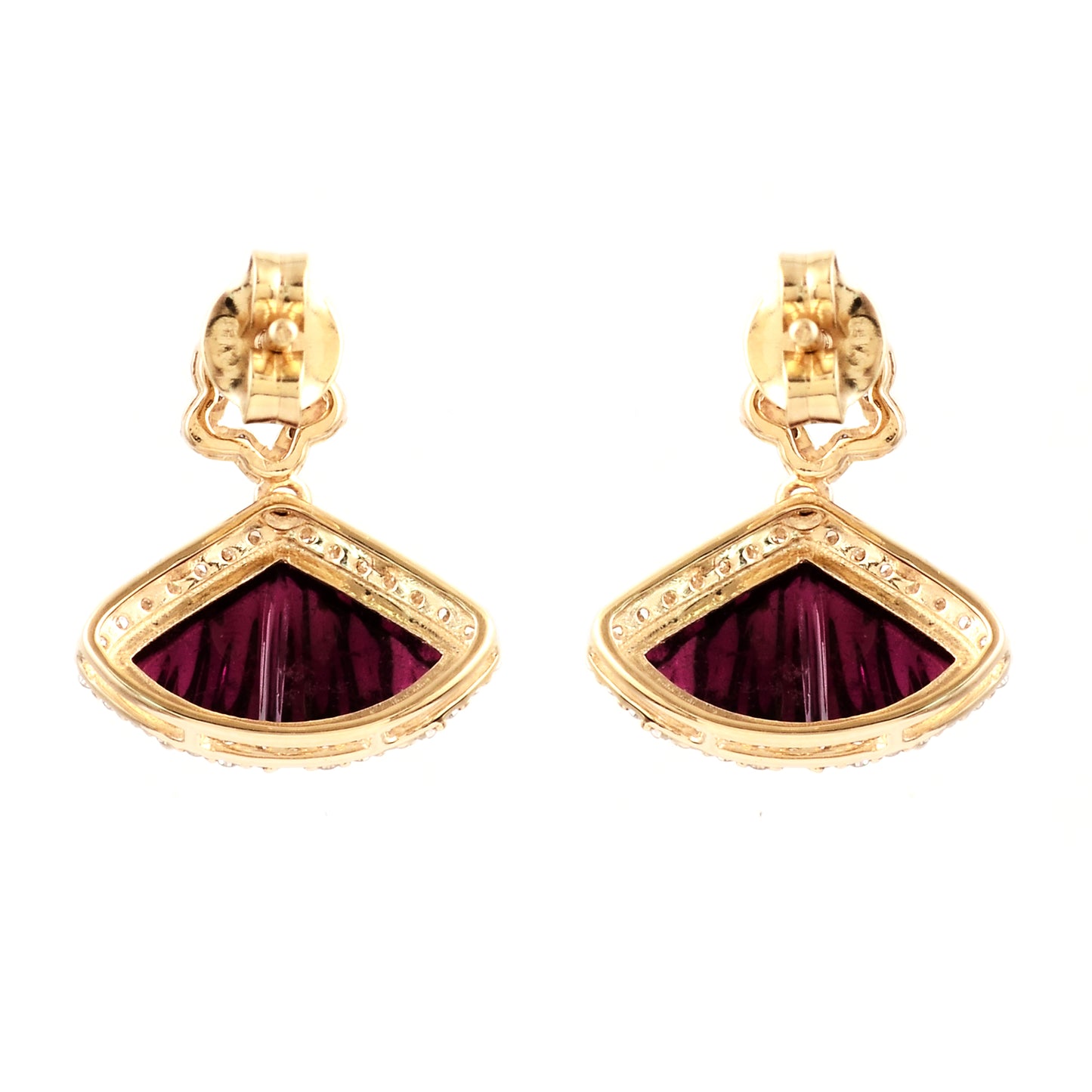 3.55 Ct Fancy Carving Natural Tourmaline 14K Gold Earrings