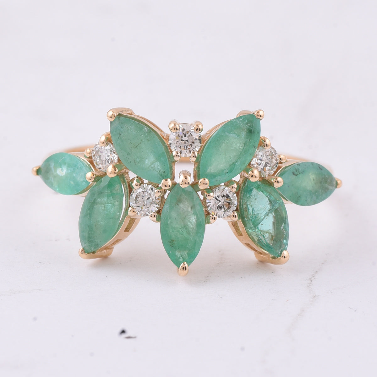 1.78 Ct Marquise Natural Emerald 14K Gold Ring