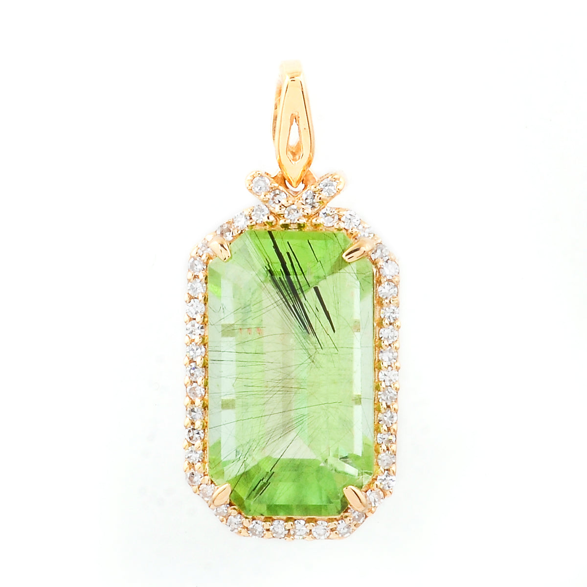 5.20 Ct Octagon Natural Eridot 14K Gold Pendant