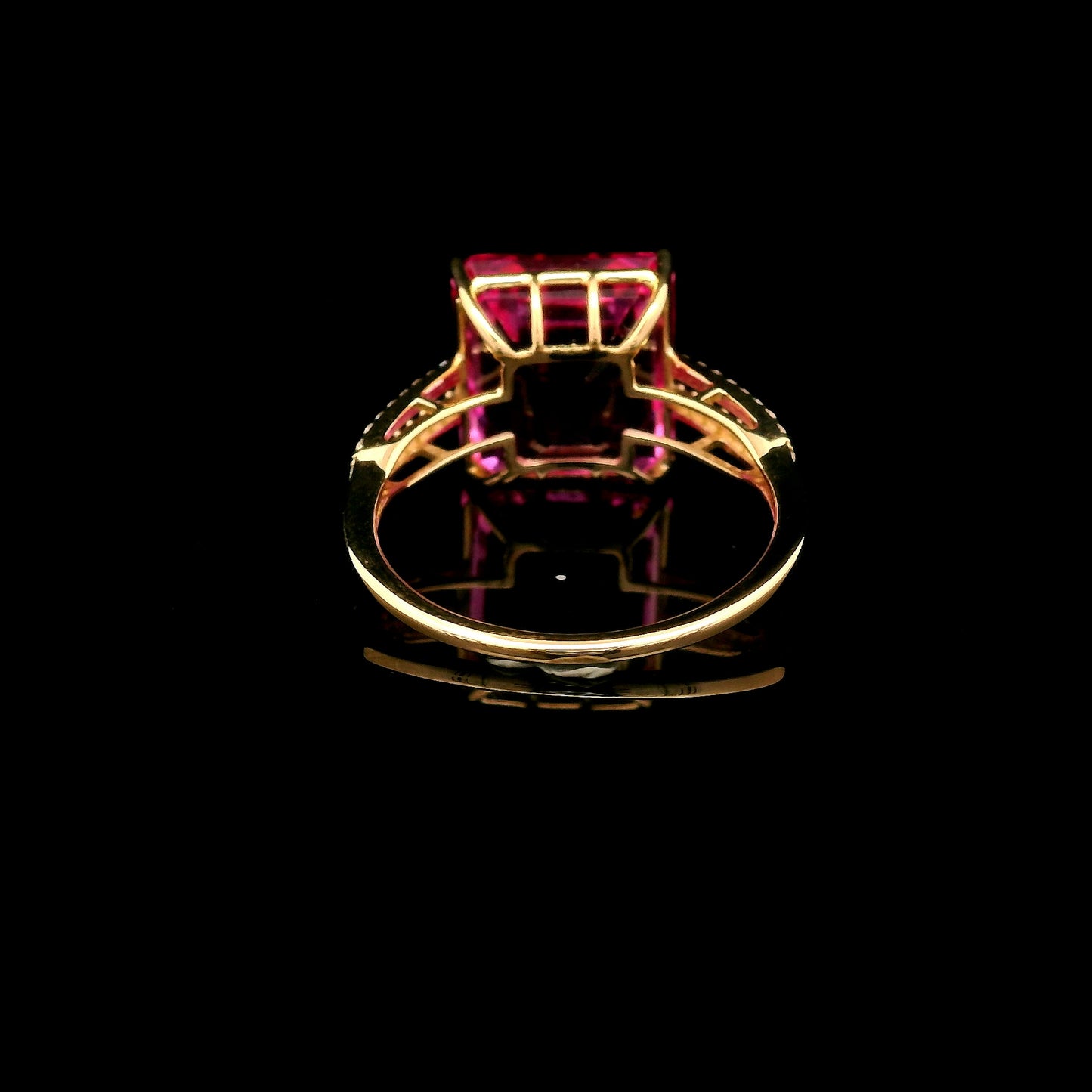9.99 Ct Octagon Lab Grown Pink Sapphire 14K Gold Ring
