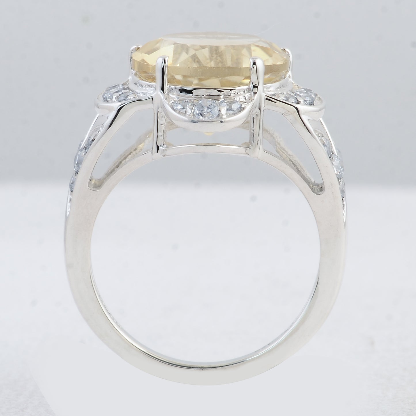 6.69 Ct Round Citrine 925 Sterling Silver Ring
