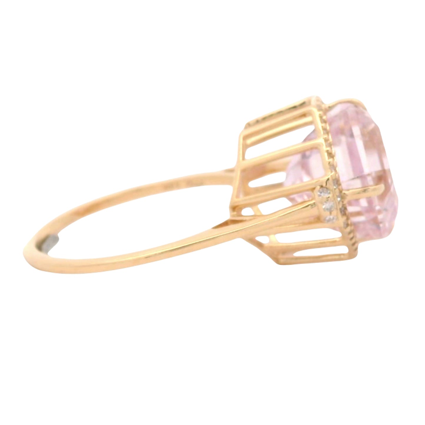 6.20 Ct Cushion Kunzite 14K Gold Ring
