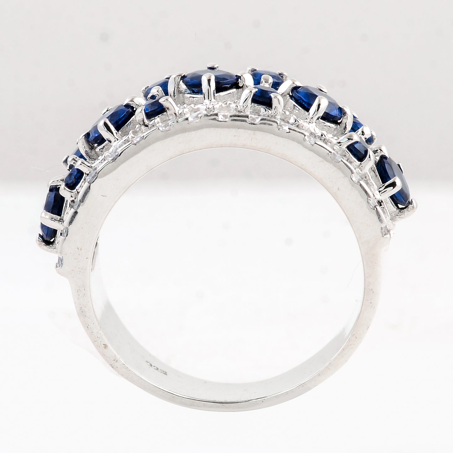 1.54 Ct Round Created Glass Sapphire 925 Sterling Silver Ring