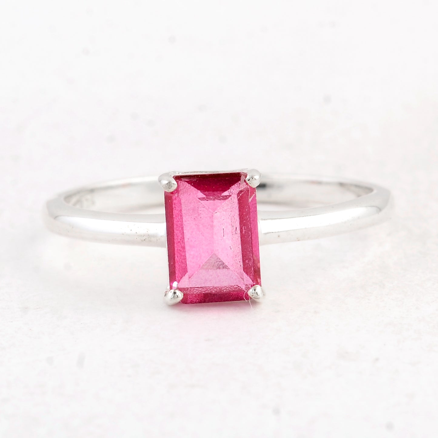 1.10 Ct Octagon Pink Topaz 925 Sterling Silver Ring