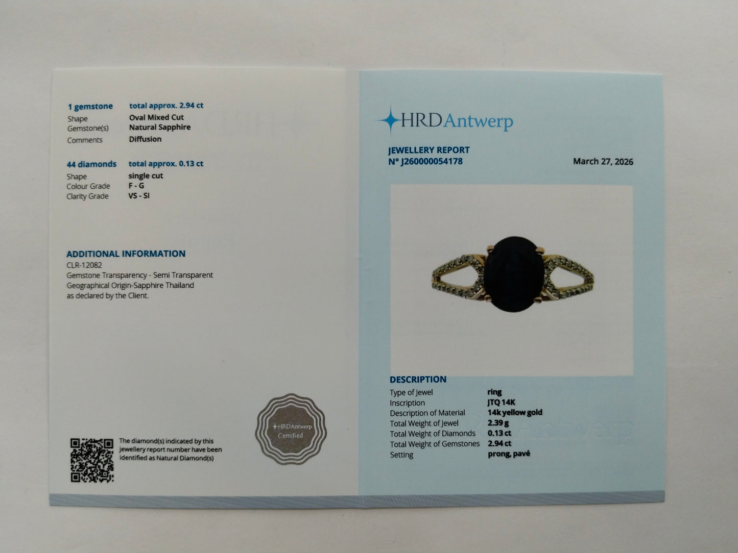 3.07 Ct Oval Mixed Cut Natural Sapphire 14K Gold Ring