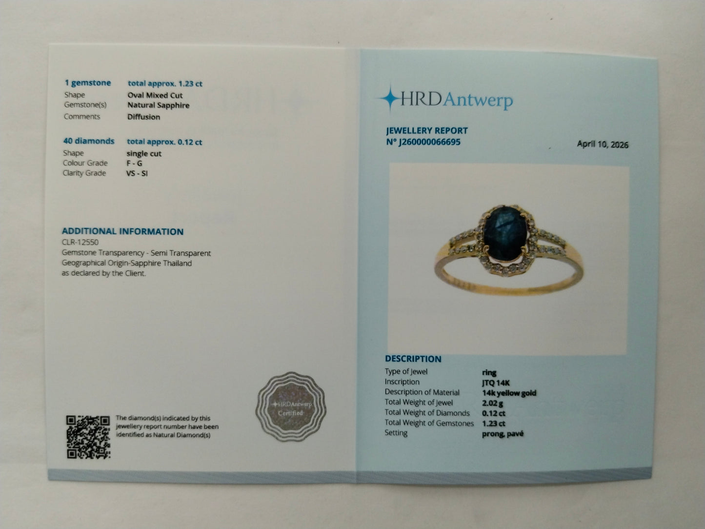 1.35 Ct Oval Mixed Cut Natural Sapphire 14K Gold Ring