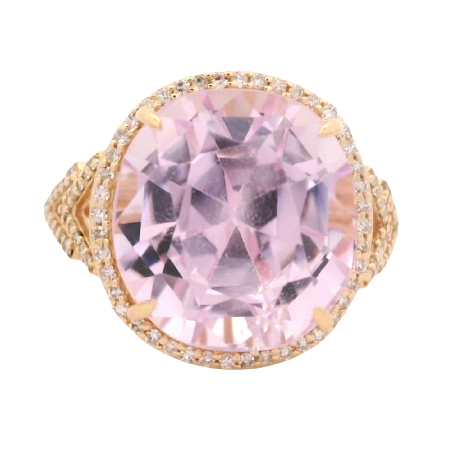 11.51 Ct Cushion Kunzite 14K Gold Ring