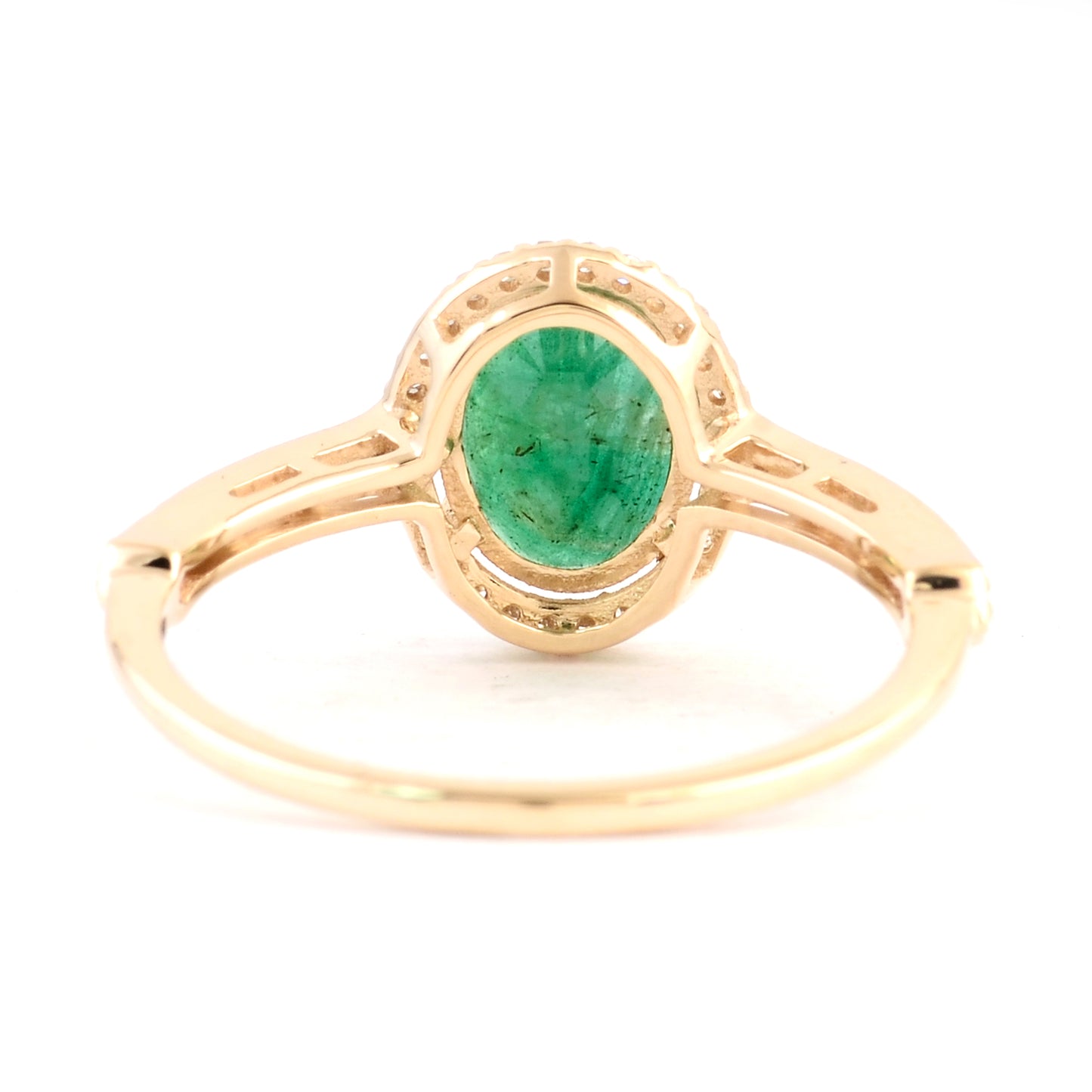 1.22 Ct Oval Mixed Cut Natural Beryl Emerald 14K Gold Ring