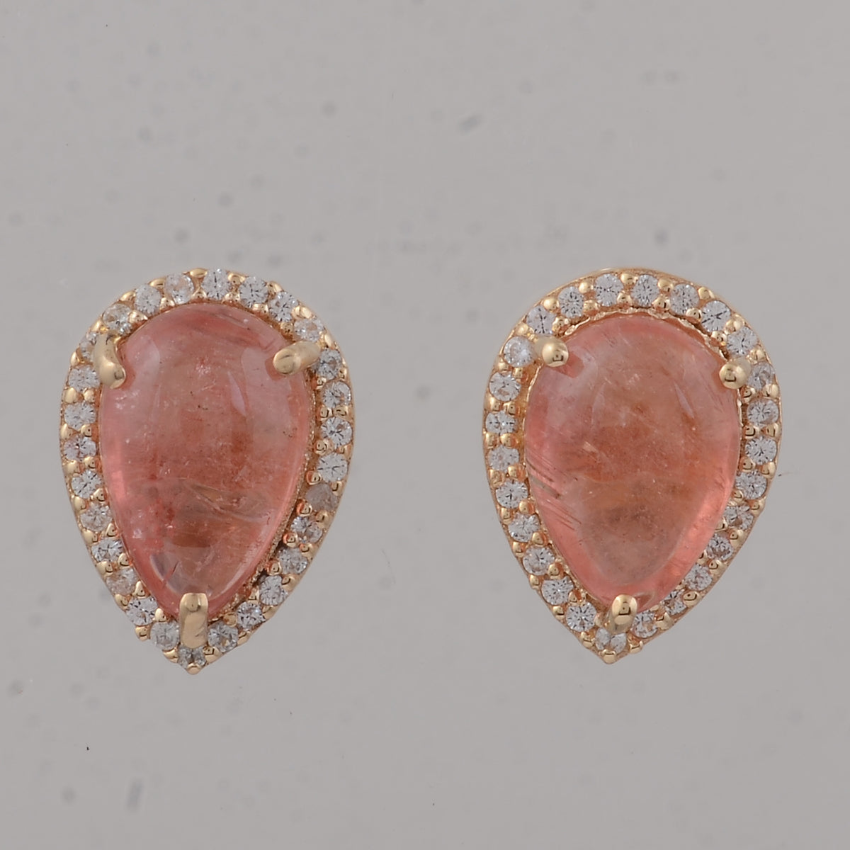4.02 Ct Pear Pink Tourmaline 9K Gold Earrings