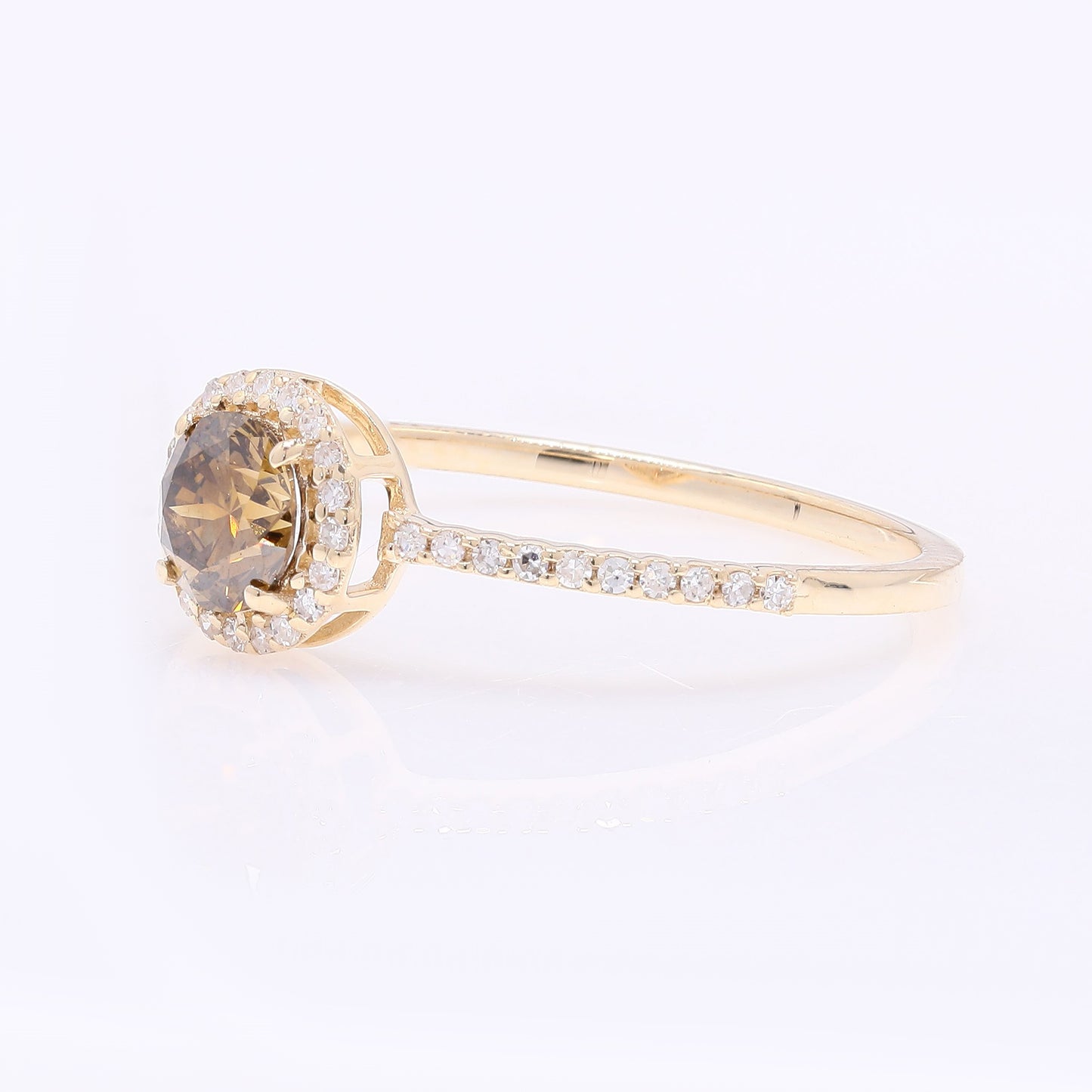 0.63 Ct Round Red Diamond 14K Gold Ring