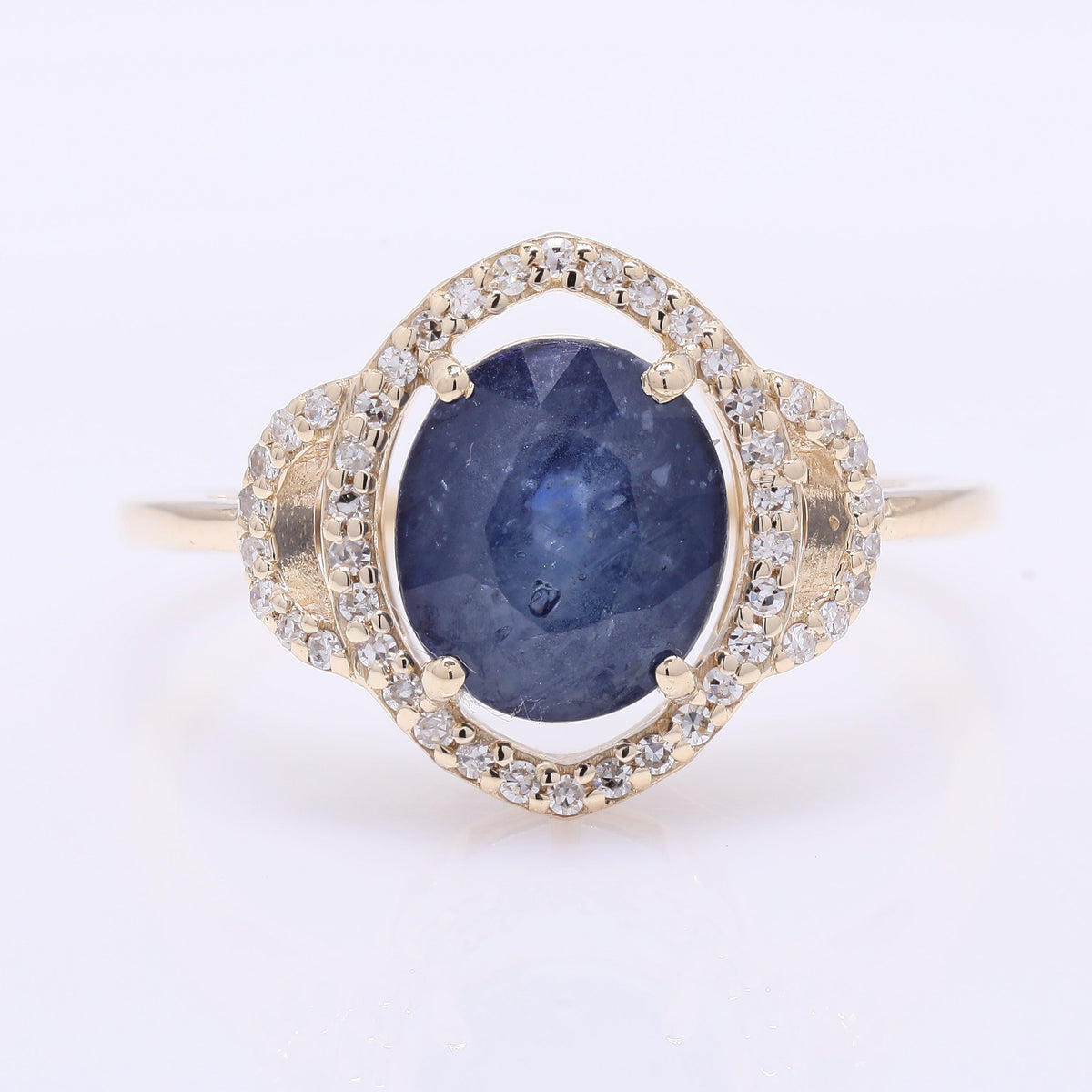 2.79 Ct Oval Mixed Cut Natural Sapphire 14K Gold Ring